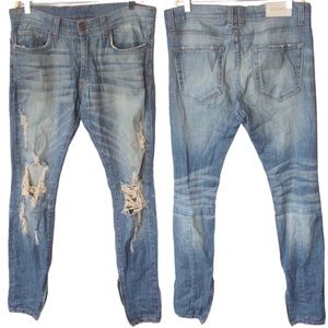GOLDEN DENIM distressed skinny ankle zip 30